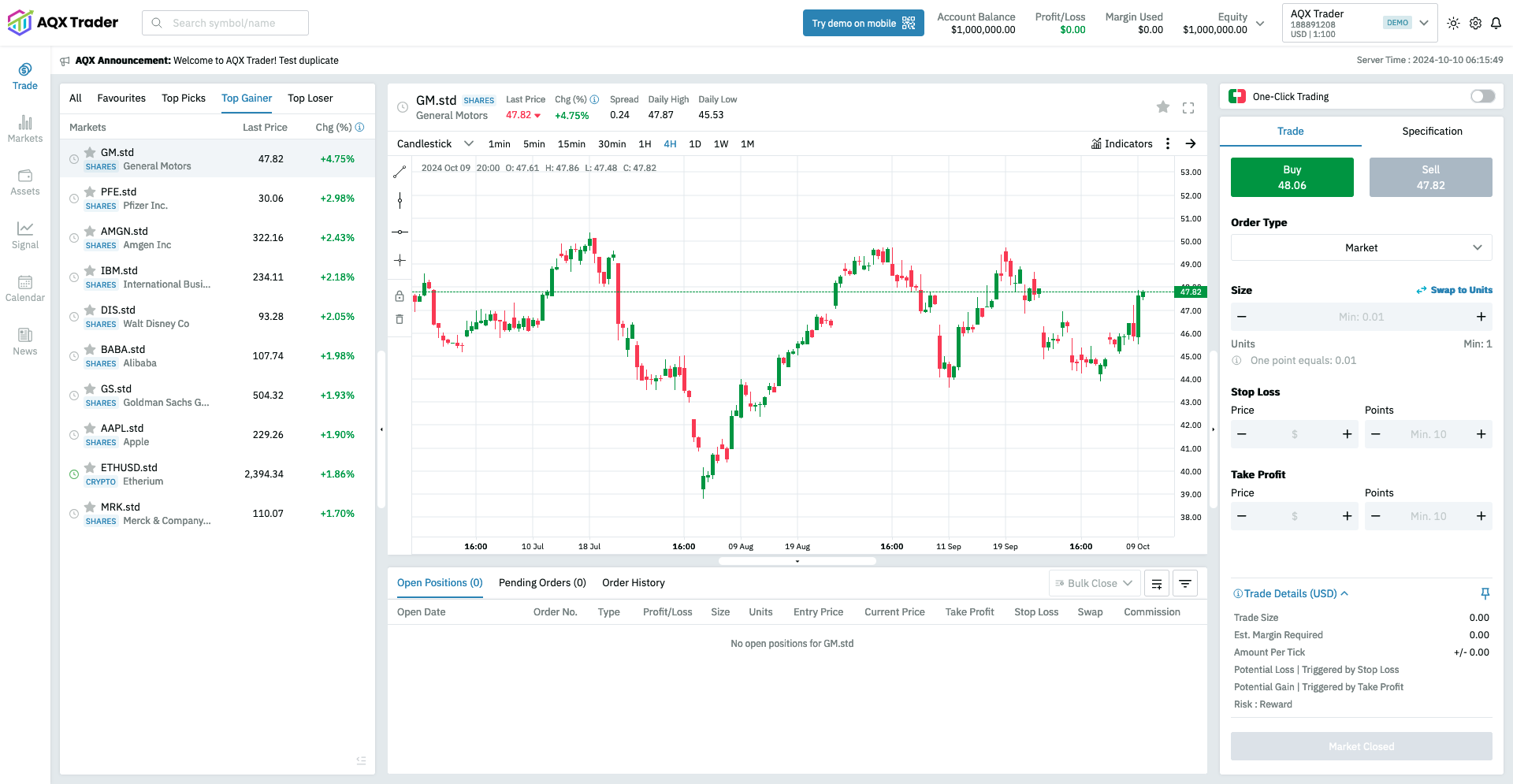 AQX Trader - Toggle between Lot Size and Units